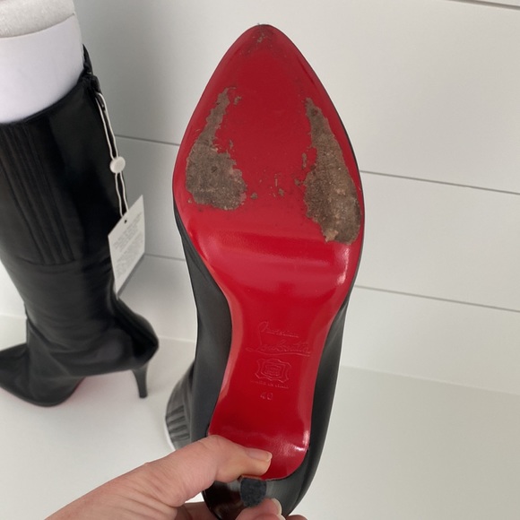 Christian Louboutin Black Leather Alta Ariella Knee High Boots 40 - Picture 7 of 12